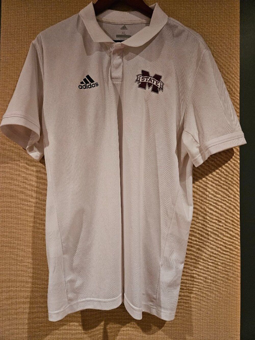 Adidas Mississippi State Bulldogs Polo White Climacool Performance Men's XL
